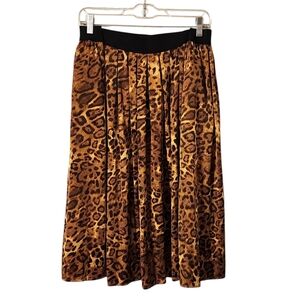 Ruby Rd. Leopard Print Pleated A-Line Skirt | Size 18W